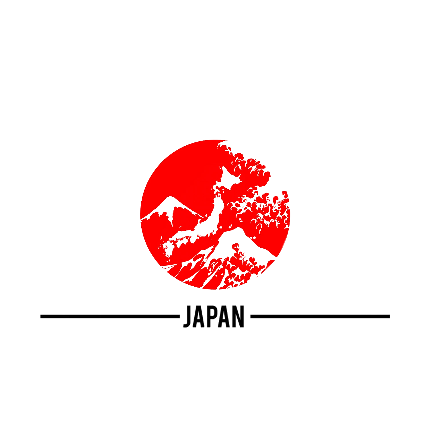 Modified Japanese flag with white crashing waves over a red circle - Modified Street Style