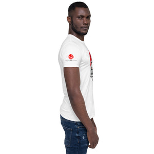 Side view of a man wearing a black Mitsubishi Evo t shirt in JDM Clothing - Modified Street Style