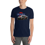 Man wearing a navy Datsun 240z t shirt in car apparel - Modified Street Style
