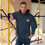 Man wearing a navy JDM themed Japan Flag rain jacket - Modified Street Style