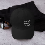 Black three pedal club dad hat in automotive clothing - Modified Street Style