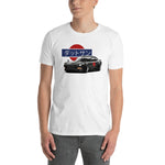 Man wearing a white Datsun 240z t shirt in automotive clothing - Modified Street Style clothing