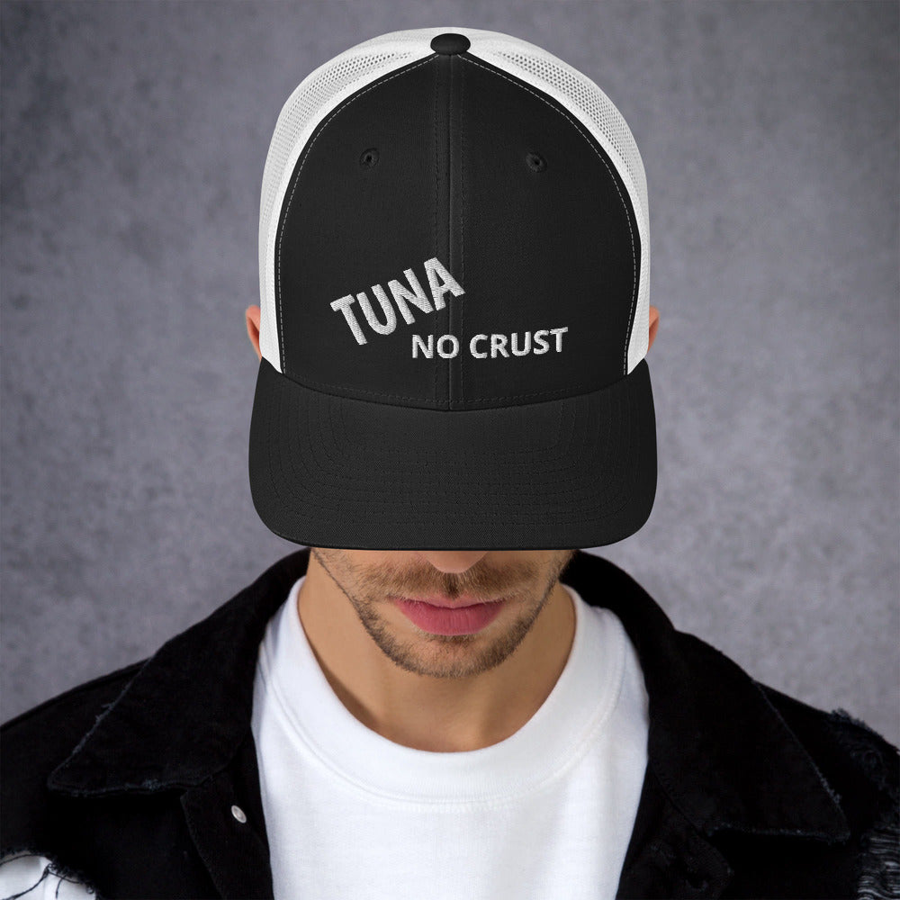 Black and white Tuna No Crust hat in automotive apparel - Modified Street Style