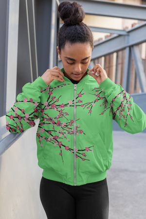 Cherry blossom bomber jacket top